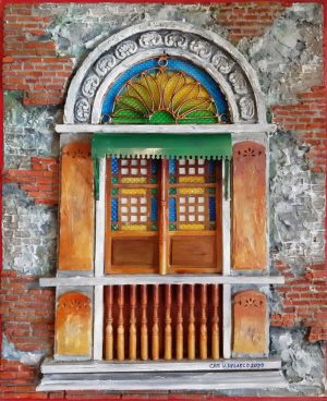 Old window with canopy