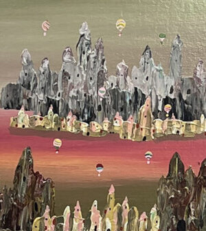 Colored Hot Air Balloon under Cappadocian Landscape