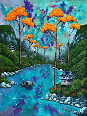 A Boat Drifted Through The Temple Trees