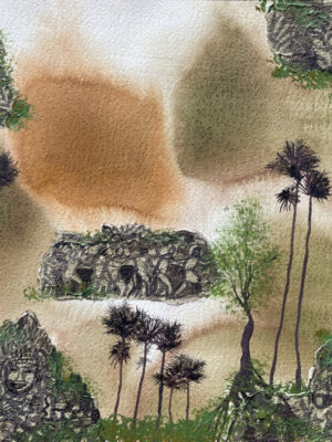 Sugar Palm Tress Towering Angkor Wat