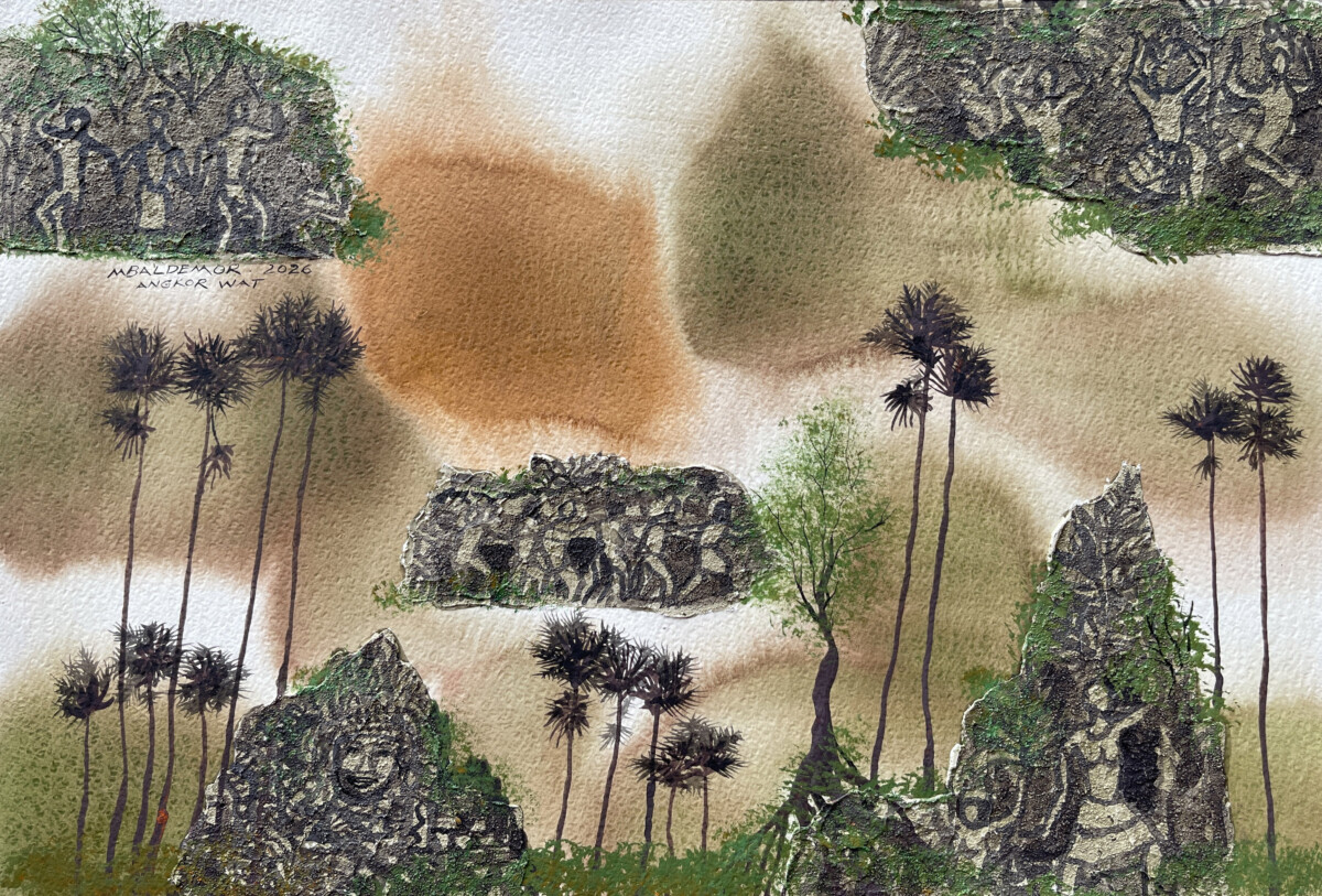Sugar Palm Tress Towering Angkor Wat